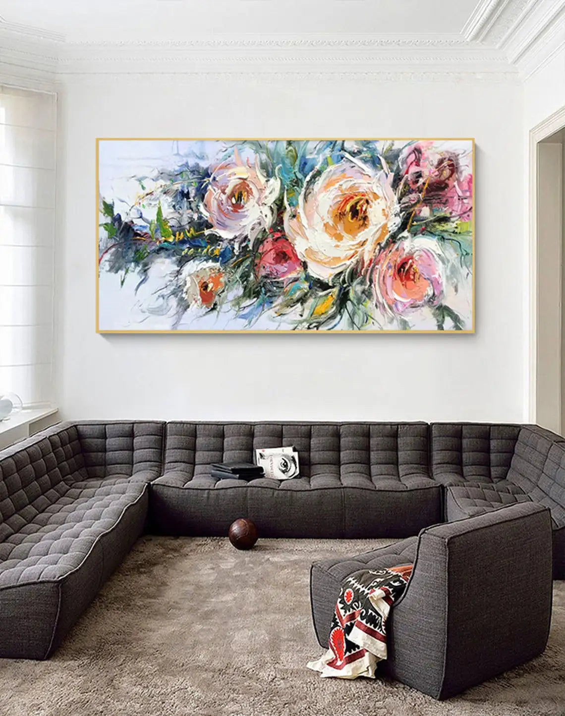 Large Hand-Painted Abstract Oil Painting