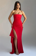Women's Strapless Backless Long Dress with High Slit