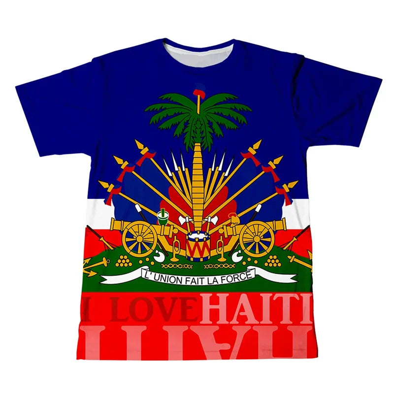 Haitian Flag T-Shirt – Men’s 3D Printed Crew Neck Tee