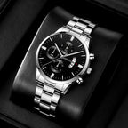 Men’s Luxury Silver Stainless Steel Watch – Quartz Business