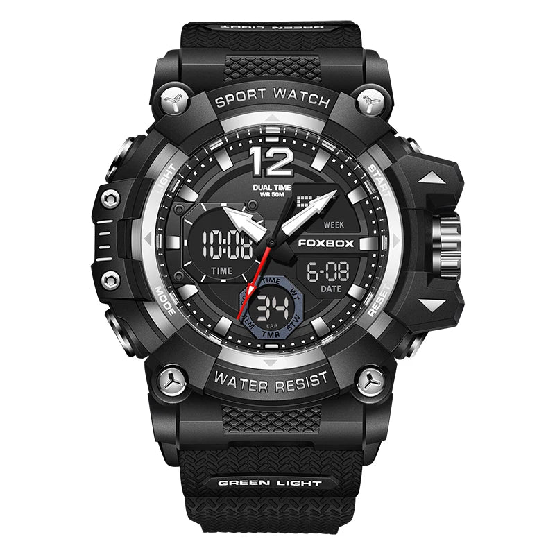 Men’s Fashion Sport Watch – 50M Waterproof, Shock Resistant LED Alarm
