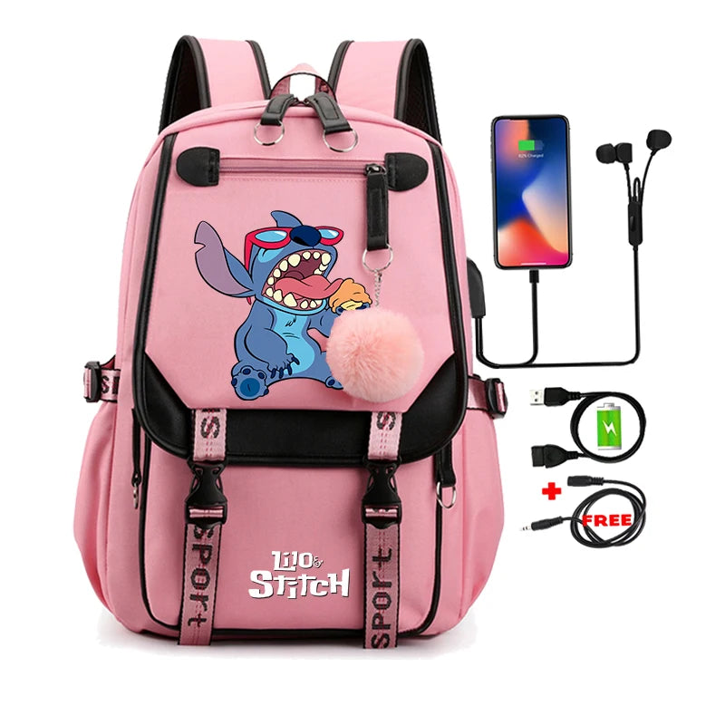 Lilo & Stitch Adventure Backpack – Cartoon Print School Bag for Teens, Kids