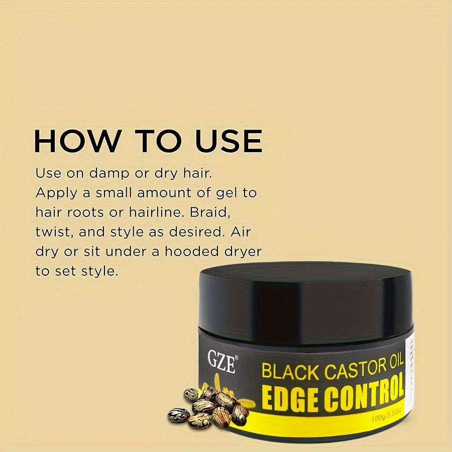 GZE African Black Castor Oil Extra Hold Gel – Frizz Control for Braids