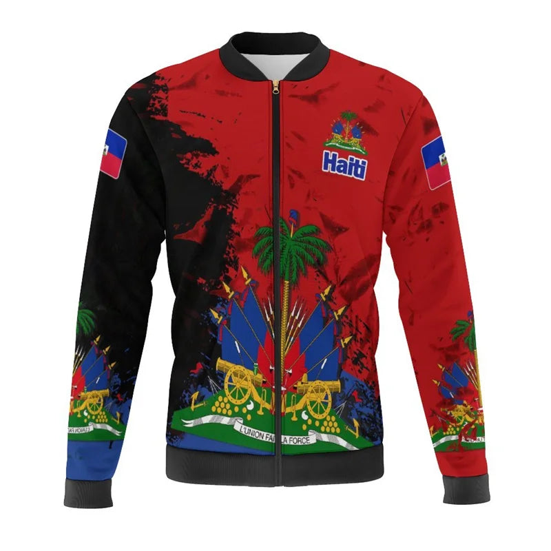 Haiti Flag Map 3D Print Bomber Jacket