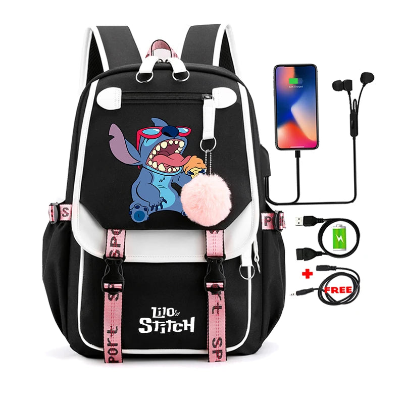 Lilo & Stitch Adventure Backpack – Cartoon Print School Bag for Teens, Kids
