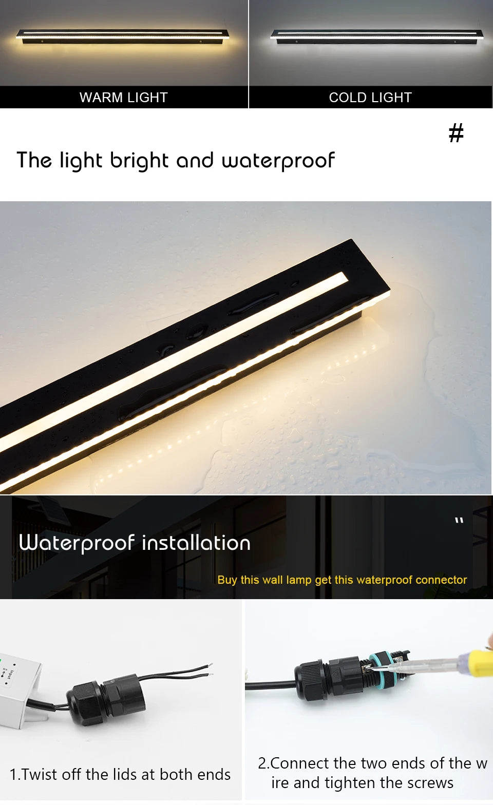 Waterproof IP65 LED Long Wall Sconce Lamp – Outdoor Garden Light