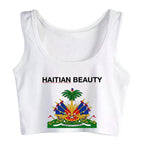 Haitian Coat of Arms Slim Fit Crop Top – Custom Cotton Tank for Women
