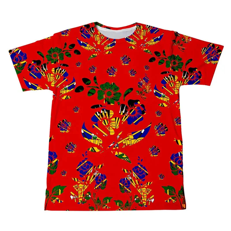 Haitian Flag T-Shirt – Men’s 3D Printed Crew Neck Tee