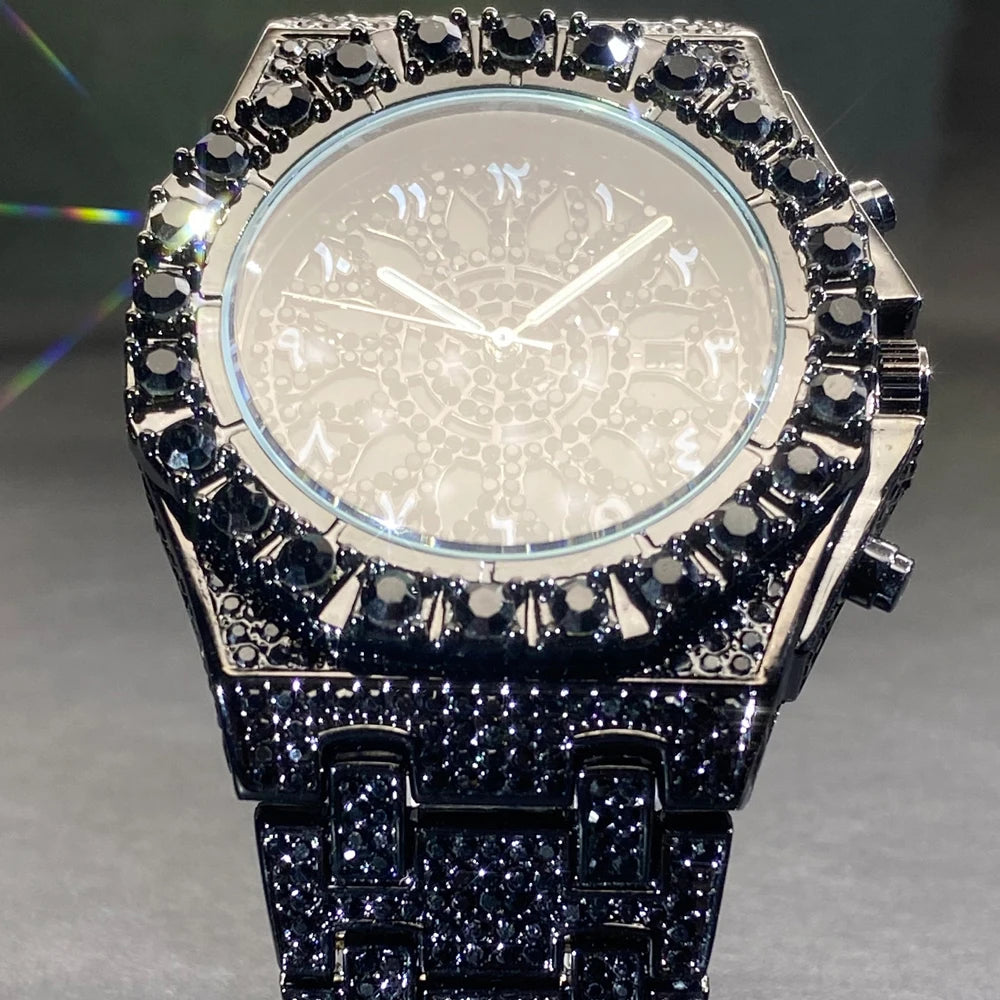 Gold Iced-Out Men’s Watch – Luxury & Waterproof