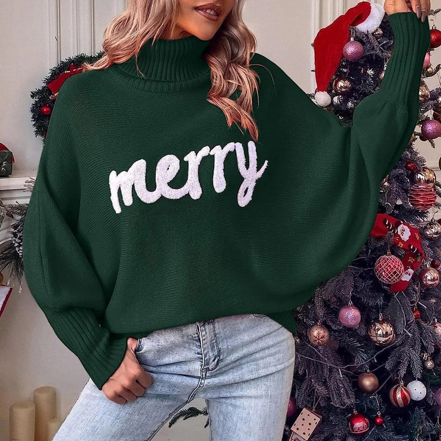 Women’s Christmas Turtleneck Knit Sweater