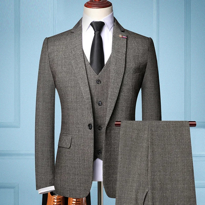 Men’s Elegant 3-Piece Suit – Blazer, Vest & Pants