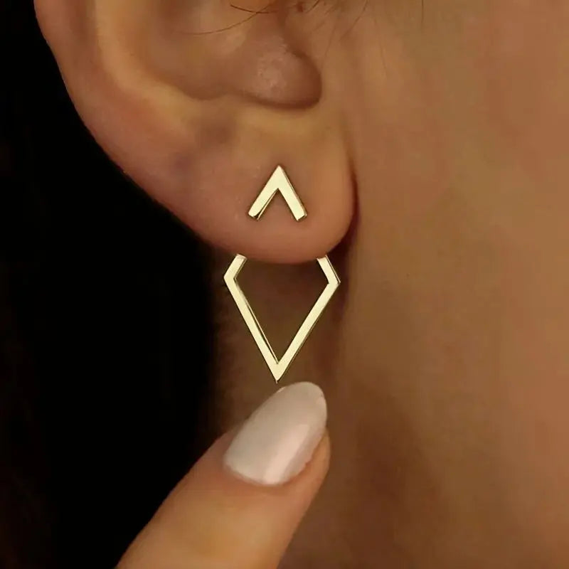 Retro Geometric Triangle Stud Earrings – Minimalist Fashion Jewelry for Women