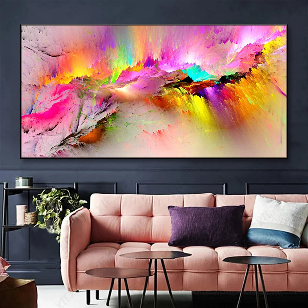 Grey and Yellow Abstract Cloud Oil Painting