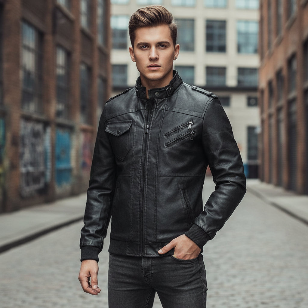 KB New Men's Leather Jackets Autumn Casual Motorcycle PU Jacket Biker Leather Coats Brand Clothing EU Size SA722