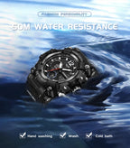 Men’s Fashion Sport Watch – 50M Waterproof, Shock Resistant LED Alarm