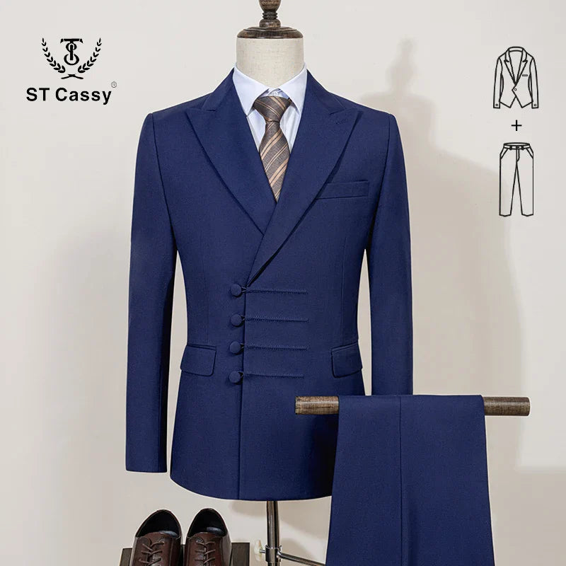 Elegant Men’s 2-Piece Suit – Slim Fit, Double-Breasted Style