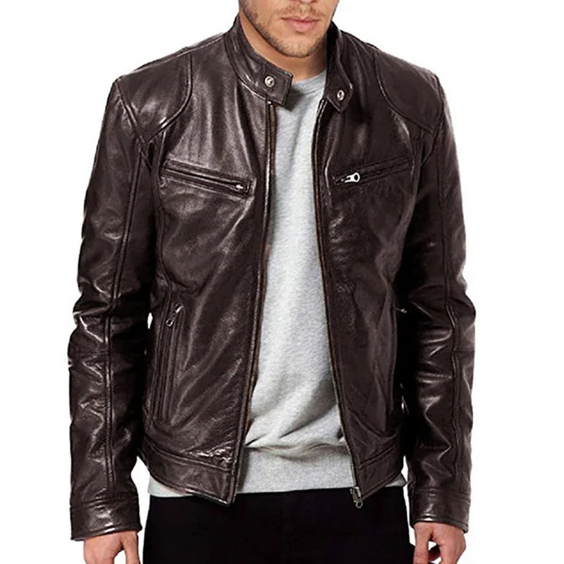 Urban Rider Leather Jacket - Slim Fit Anti-Wind Coat