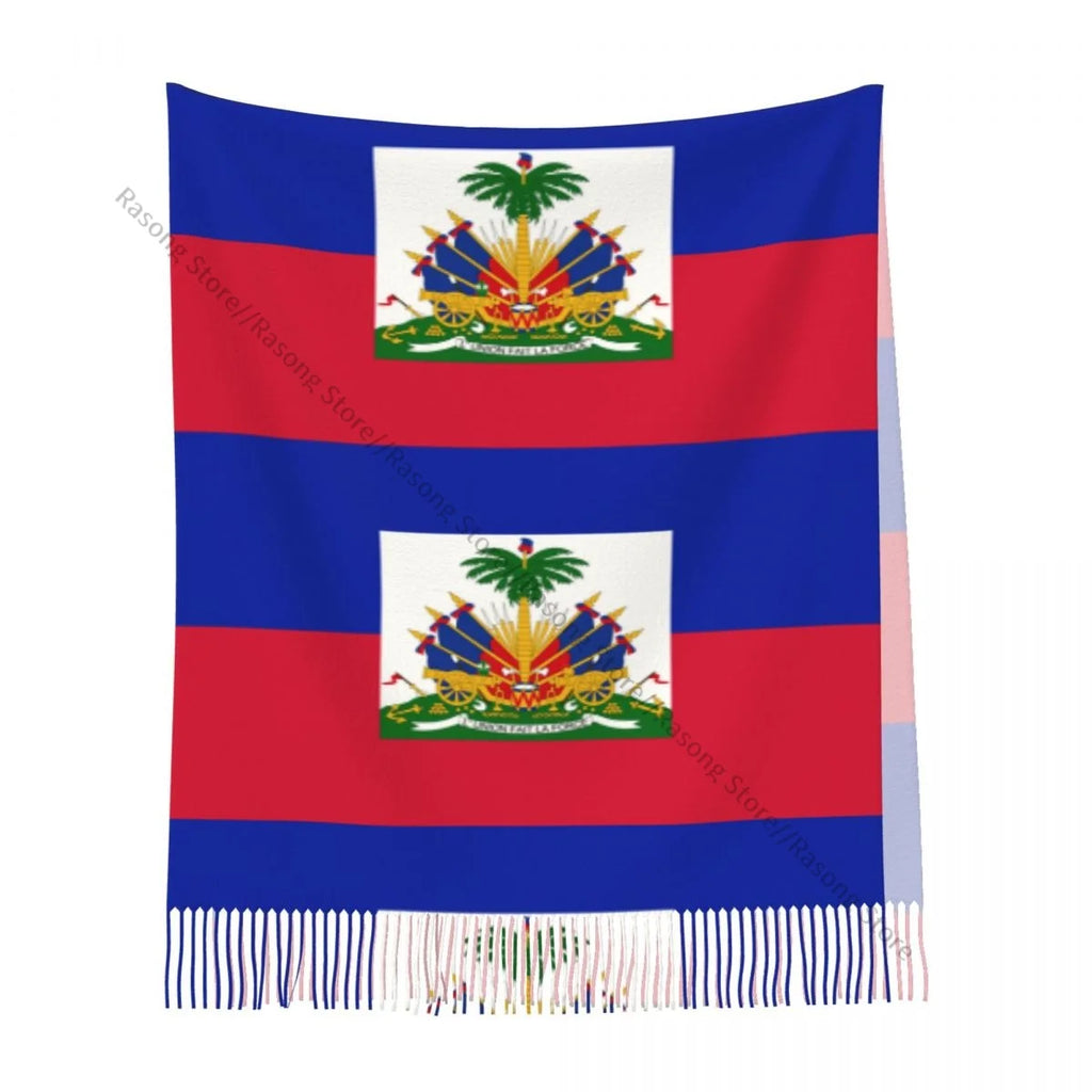 Haiti Flag Winter Tassel Scarf