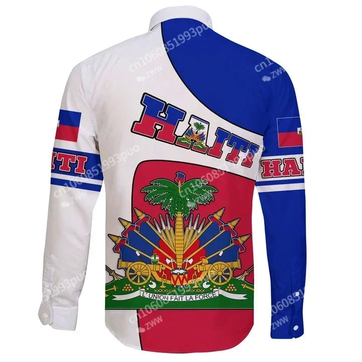 Haiti Emblem 3D Long Sleeve Shirt – Vintage Caribbean Streetwear