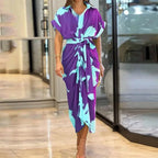 Elegant V-Neck Shirt Dress