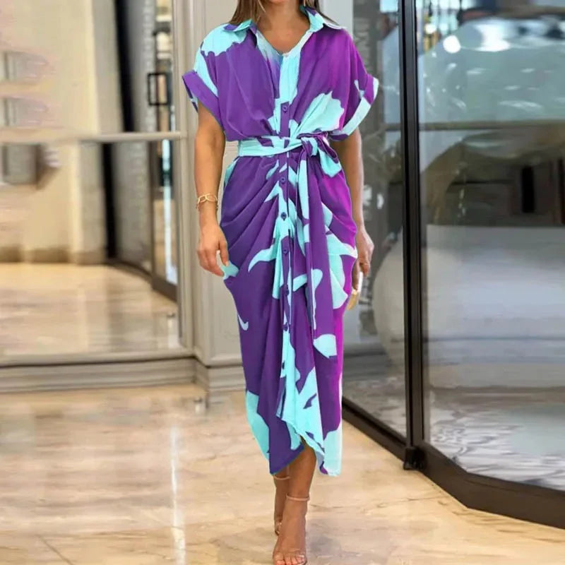 Elegant V-Neck Shirt Dress