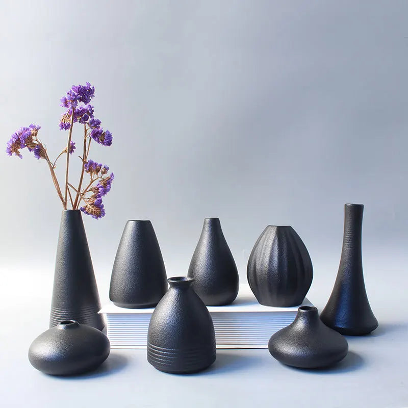 Minimalist Black Ceramic Vase
