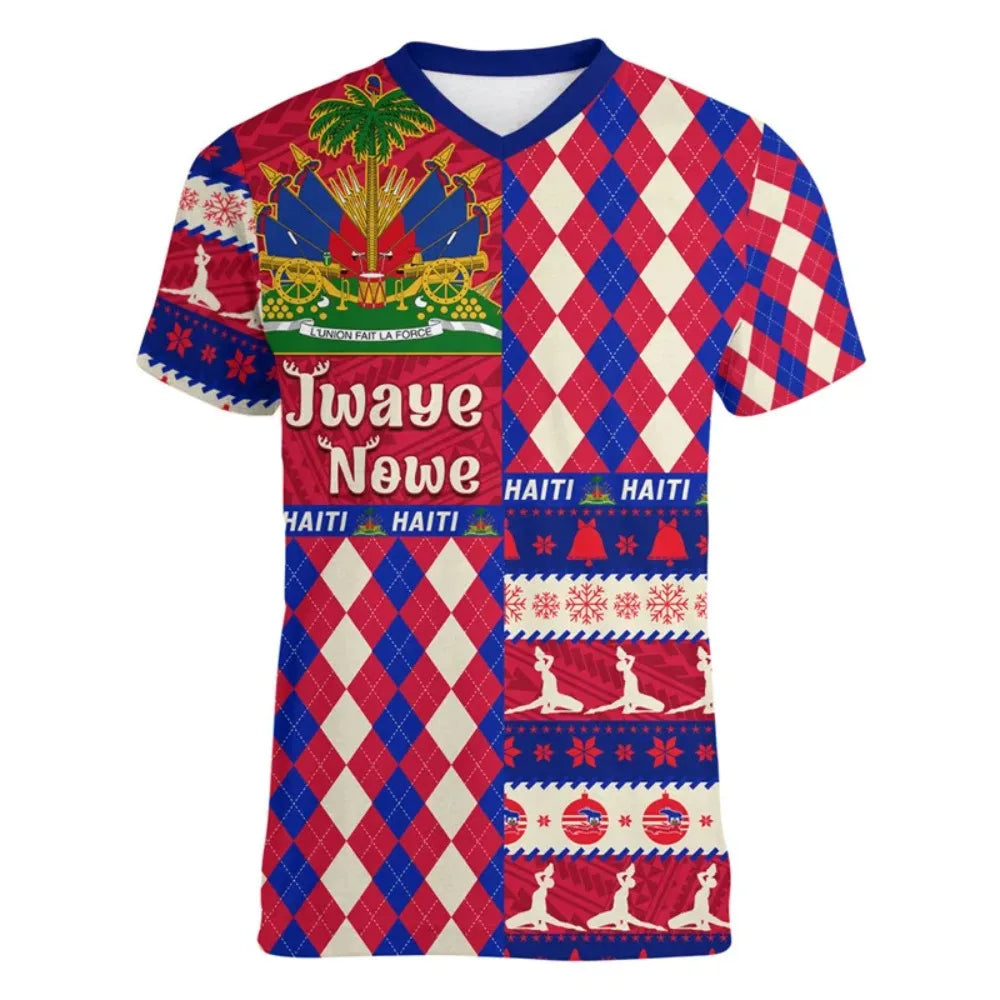 Haiti Independence Day 3D Printed Men and Women V-Neck