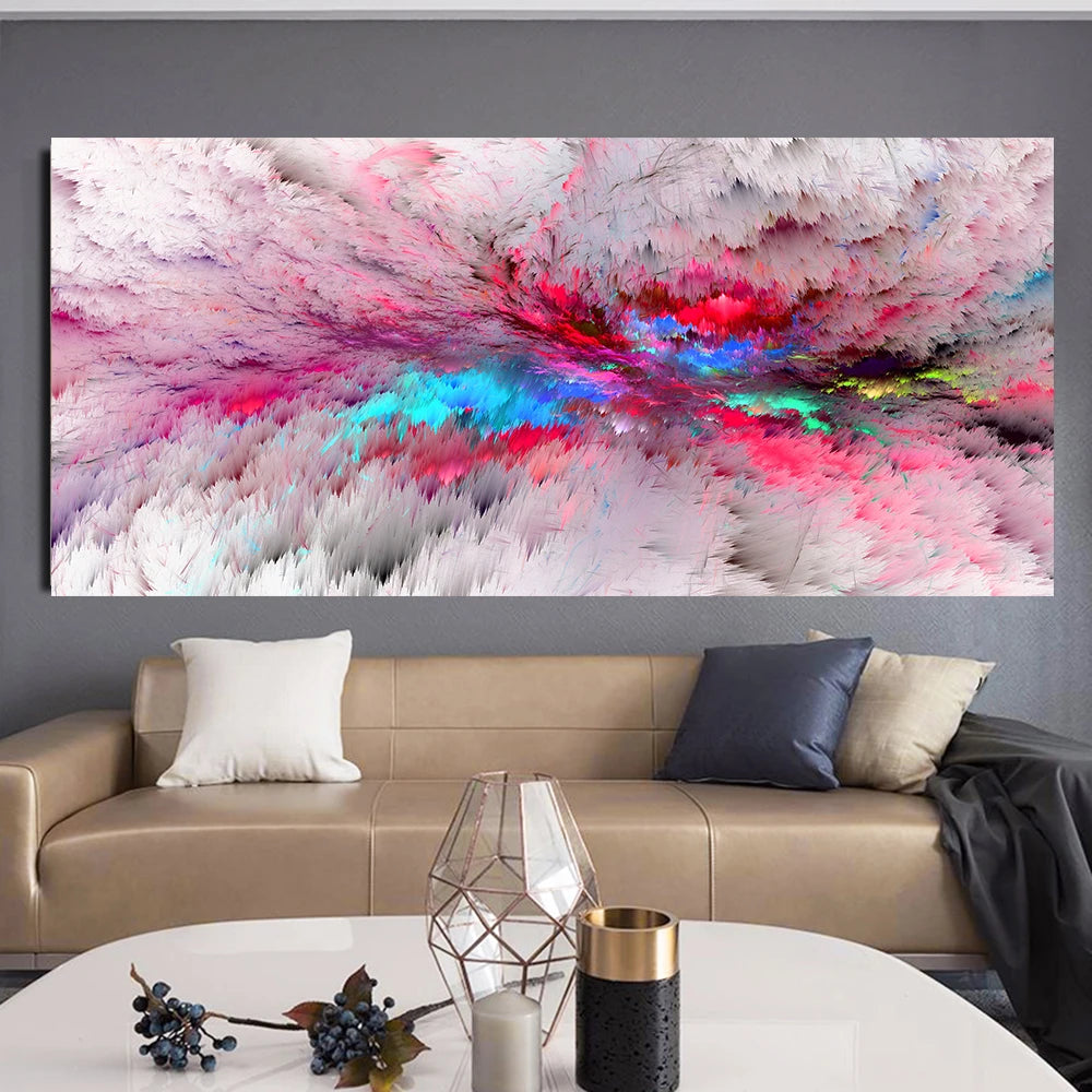 Grey and Yellow Abstract Cloud Oil Painting