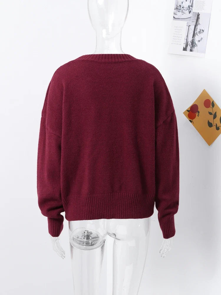 Classic Knit Pullover - Solid Round Neck Sweater