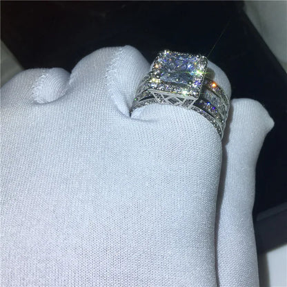 Elegant Square-Cut Zircon Halo Ring