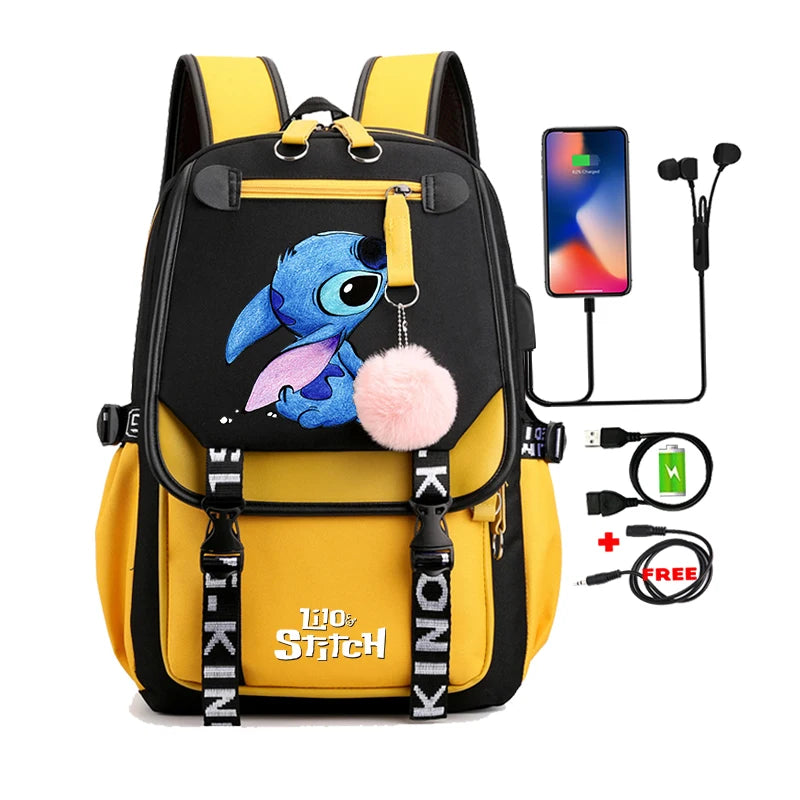 Lilo & Stitch Adventure Backpack – Cartoon Print School Bag for Teens, Kids