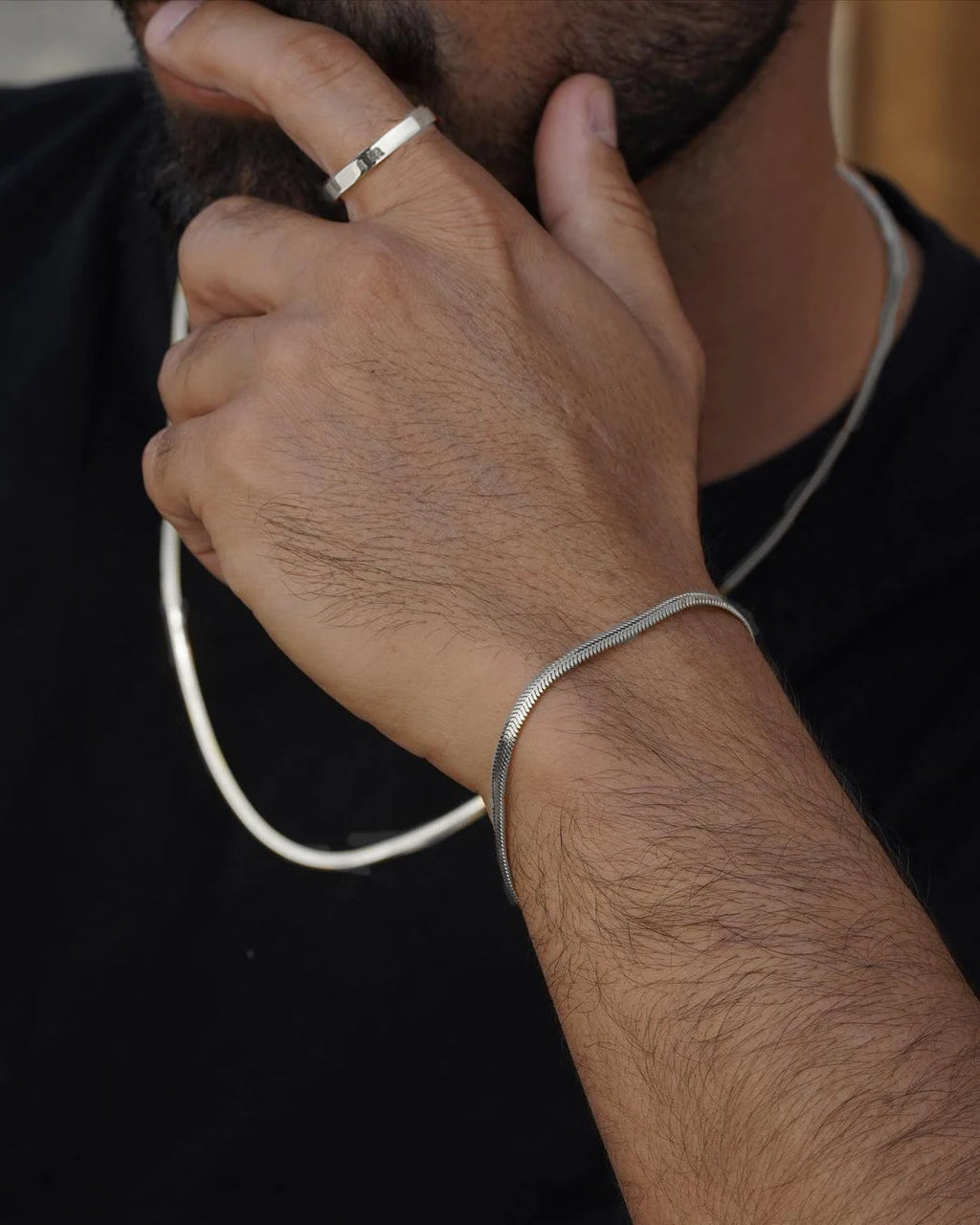 3PCS Stainless Steel Jewelry Set – Bracelet, Necklace & Ring | Unisex