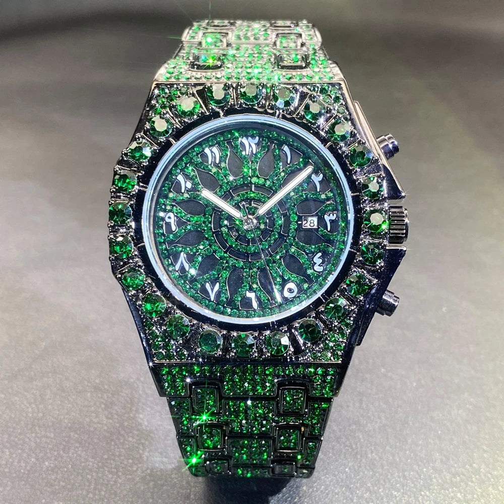 Gold Iced-Out Men’s Watch – Luxury & Waterproof