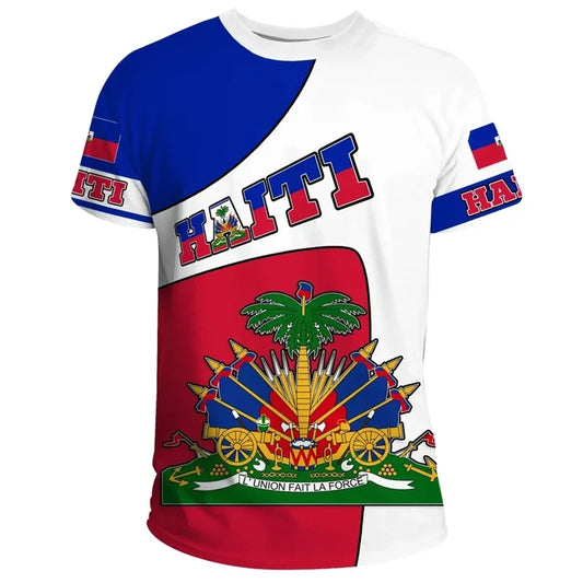 Caribbean Flag Print O-Neck Casual