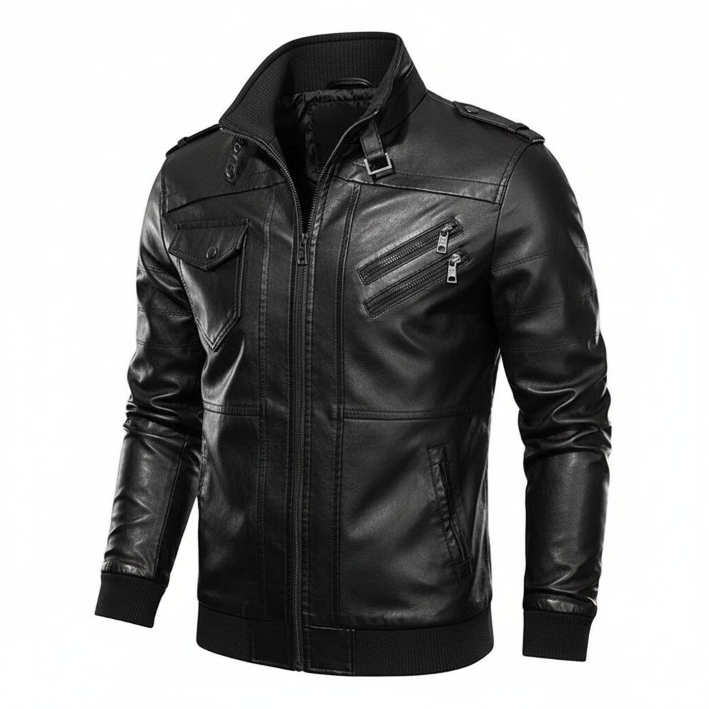 KB New Men's Leather Jackets Autumn Casual Motorcycle PU Jacket Biker Leather Coats Brand Clothing EU Size SA722