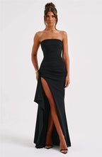 Women's Strapless Backless Long Dress with High Slit