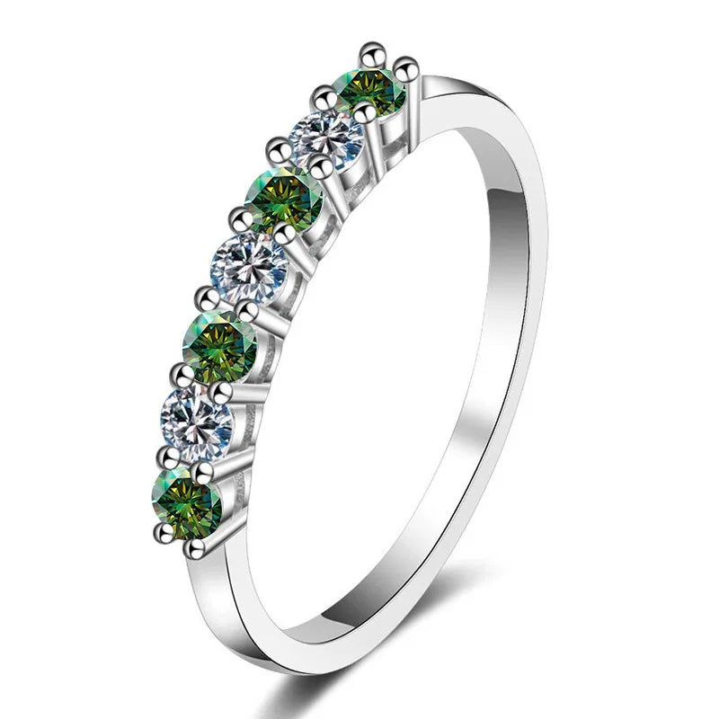 Luxury Moissanite Jewelry – 0.7CT D Color VVS1 EX Round Cut Eternity Rings