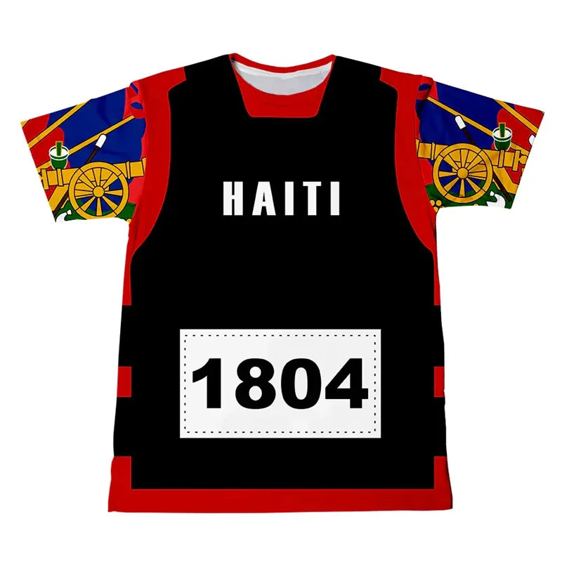 Haitian Flag T-Shirt – Men’s 3D Printed Crew Neck Tee
