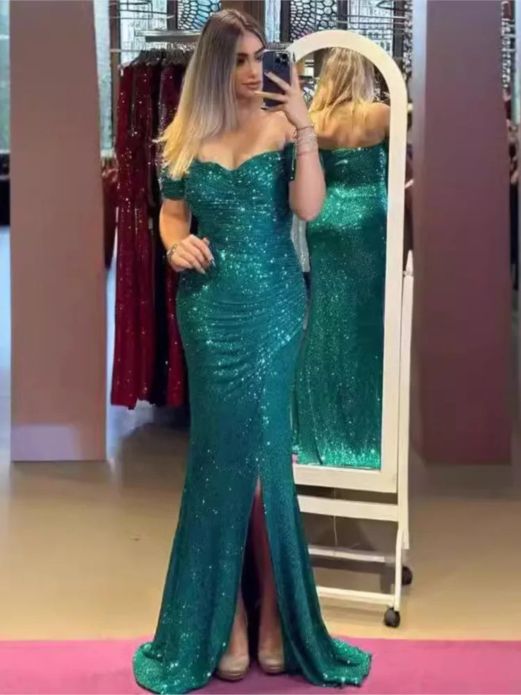 Women’s Sexy Sequined Split Maxi Dress