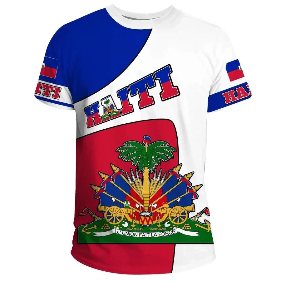 Haiti Island Caribbean Map & Flag 3D Graphic T-Shirt