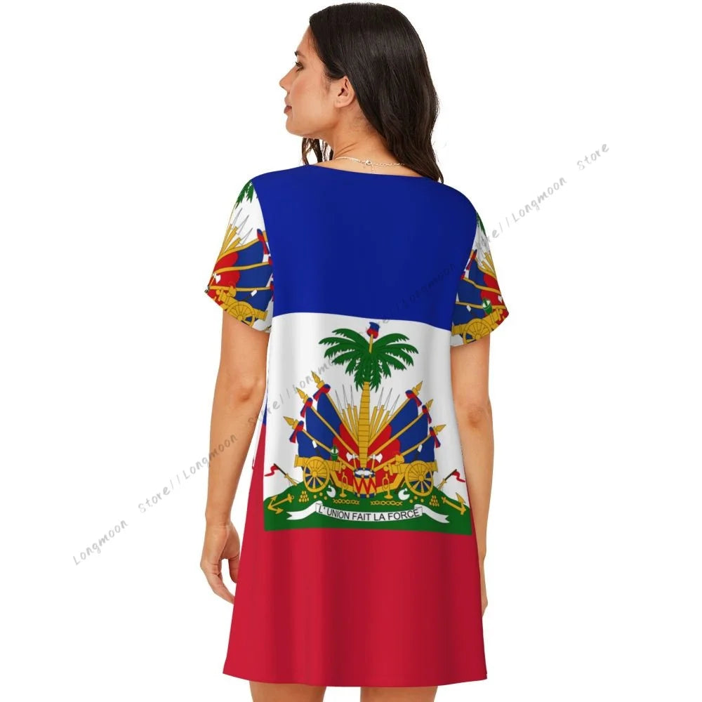 Summer Women Nightgown Flag Of Haiti