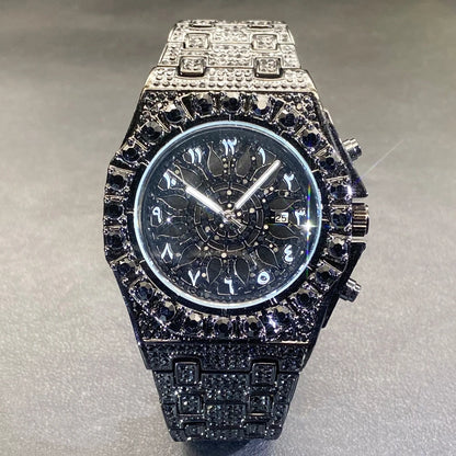 Gold Iced-Out Men’s Watch – Luxury & Waterproof