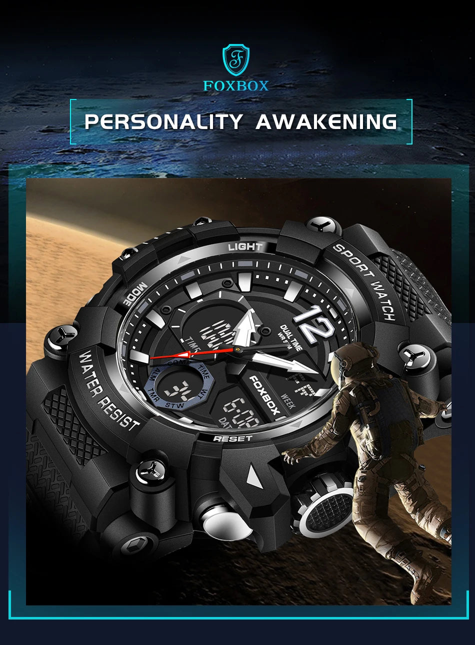 Men’s Fashion Sport Watch – 50M Waterproof, Shock Resistant LED Alarm