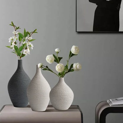 Nordic Ceramic Vase – Simple Narrow-Mouth Flower Pot for Home, Office & Living Room Decor