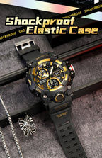 Men’s Dual Time Sport Watch – 50m Waterproof, Shock Resistant Digital Watch