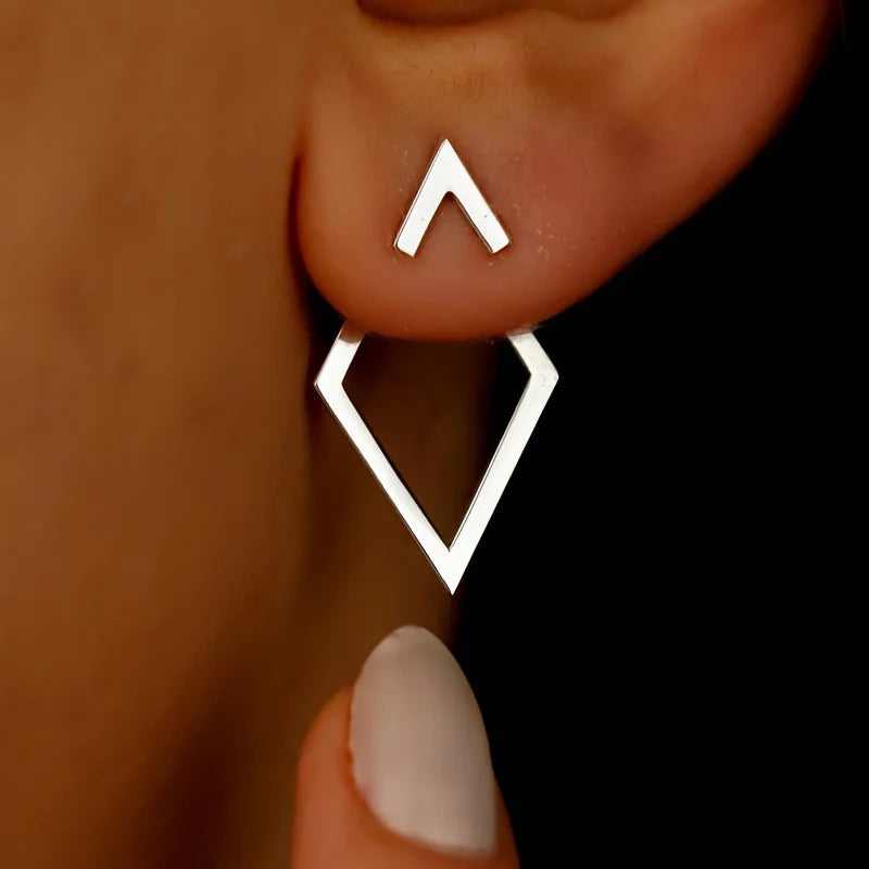 Retro Geometric Triangle Stud Earrings – Minimalist Fashion Jewelry for Women