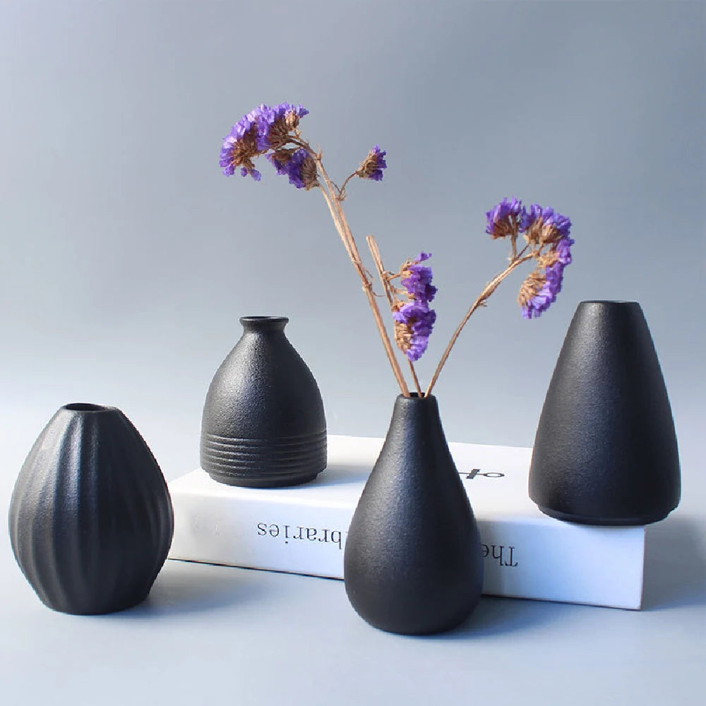 Minimalist Black Ceramic Vase