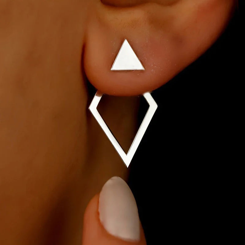 Retro Geometric Triangle Stud Earrings – Minimalist Fashion Jewelry for Women