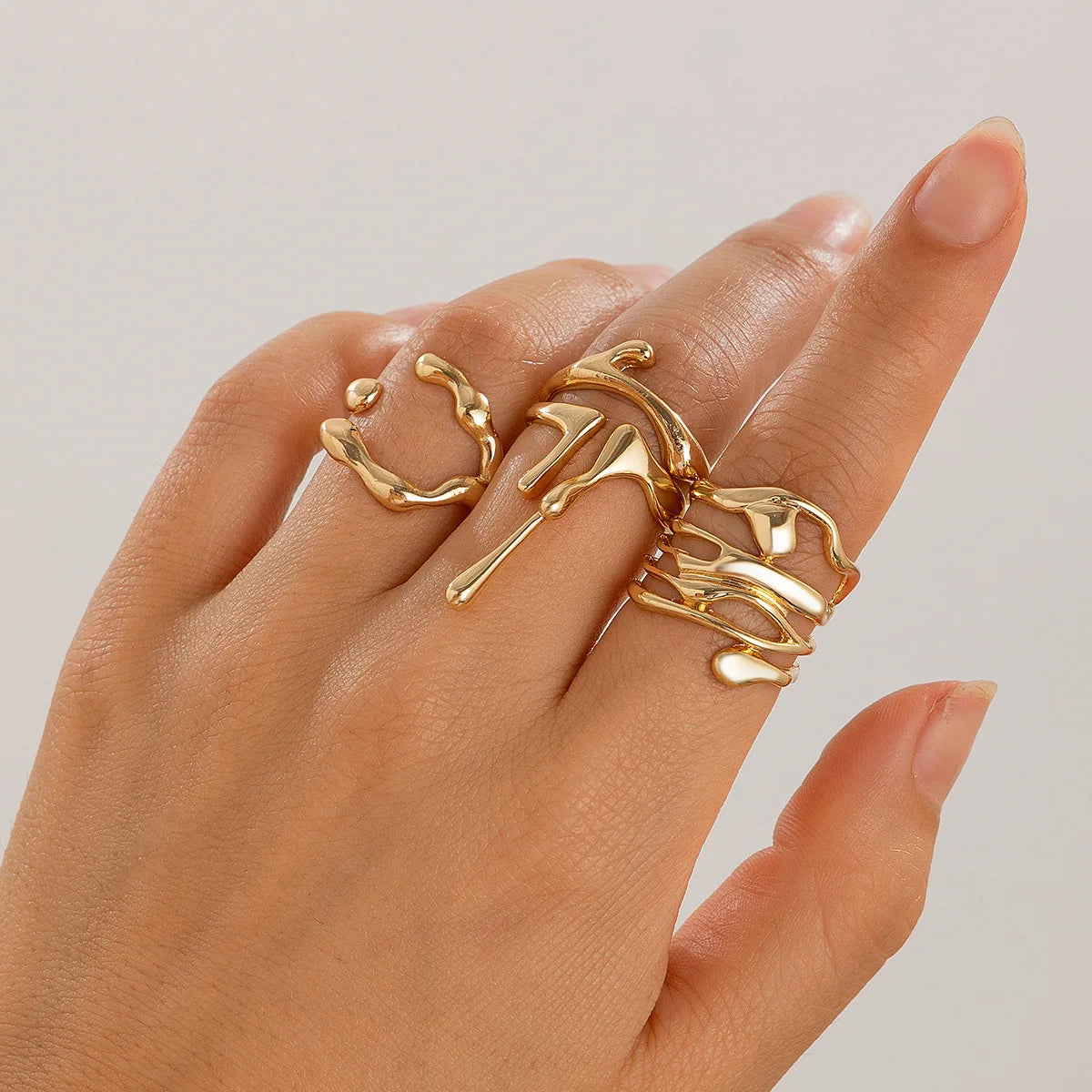 Gold Punk Ring Set for Men & Women