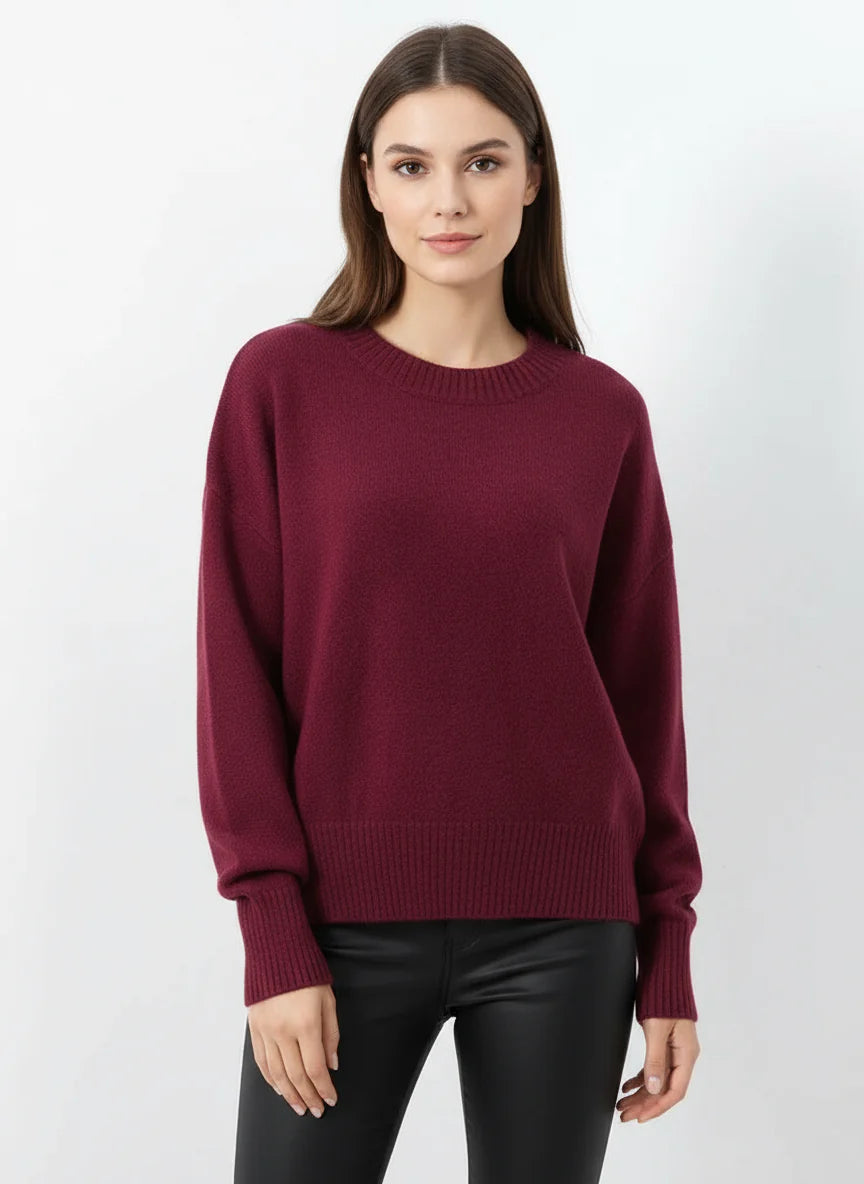 Classic Knit Pullover - Solid Round Neck Sweater